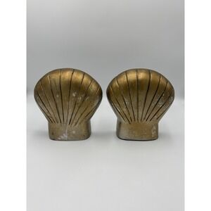 Hand Crafted Cast Aluminum Scalloped‎ Sea Shell Bookends MCM